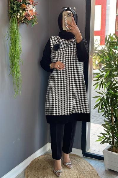 Ahsen Tunik Siyah Beyaz