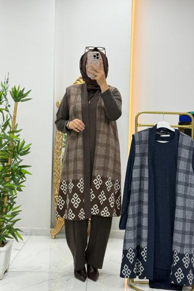 Asya 3’lü Takım Kahverengi