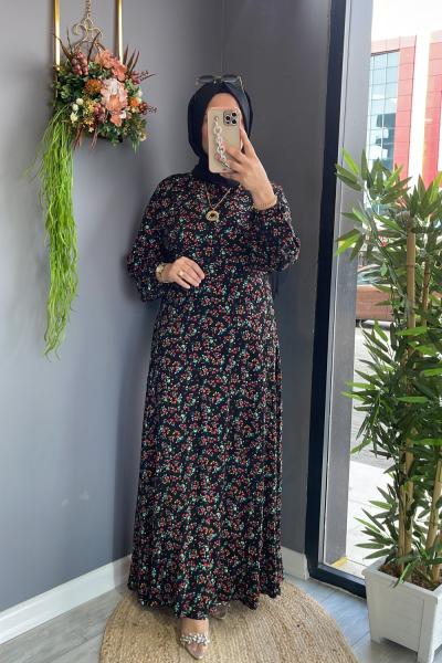 Bahar Elbise  Siyah Bordo