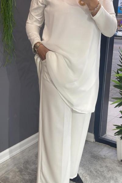 Bol Paça Pantolon Beyaz