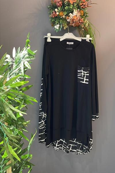 Çizgi Detaylı  Siyah Beyaz