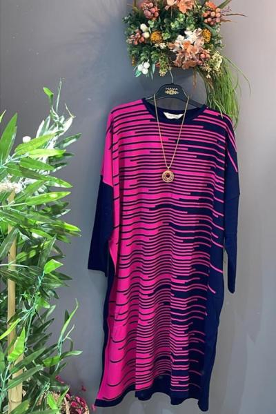 Çizgili Tunik Fuşya