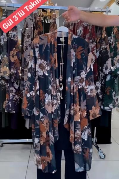 GÜL ÜÇLÜ TAKIM  Lacivert