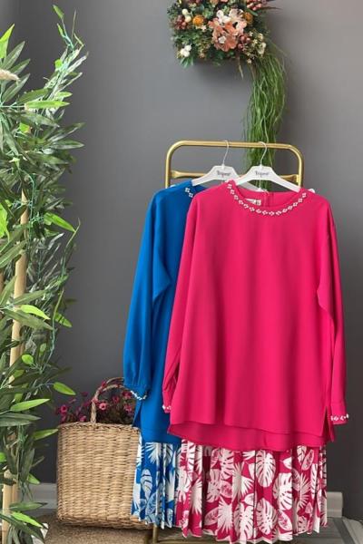 İncili Etekli Takım  Pembe