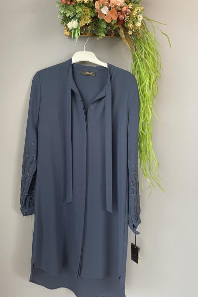 Kolları Taş Detaylı Tunik Lacivert