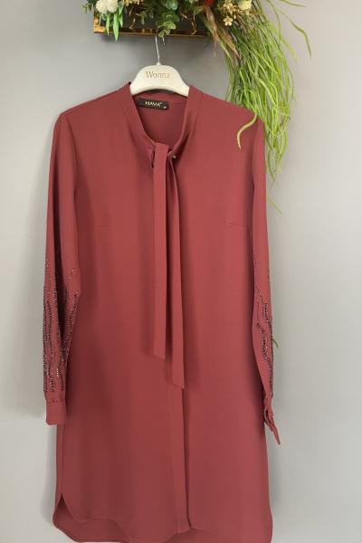 Kolları Taşlı Tunik Gül