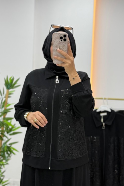 Lara Etekli Takım Siyah