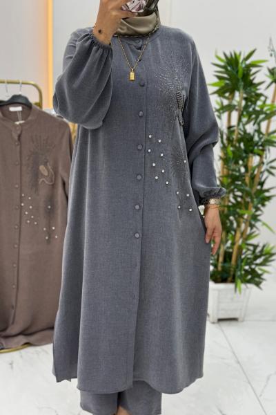 Megan Taşlı Takım Gri