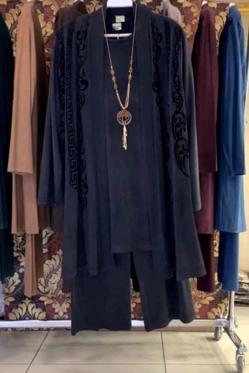 MÜZEYYEN ÜÇLÜ TAKIM Siyah