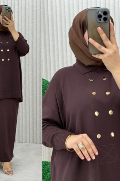 NÜYANS ETEKLİ TAKIM  Kahverengi