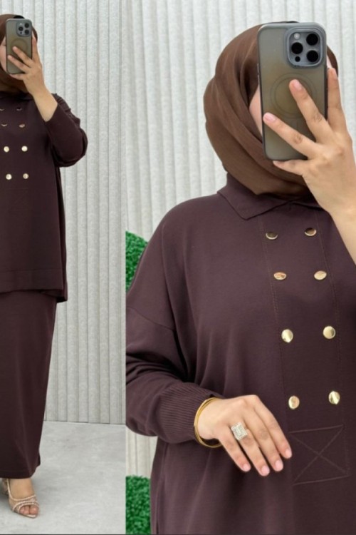 NÜYANS ETEKLİ TAKIM  Kahverengi