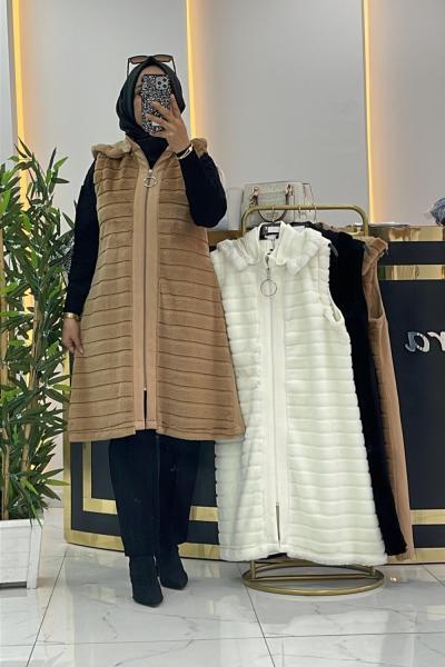 PELUŞ YELEK Sütlü Kahve