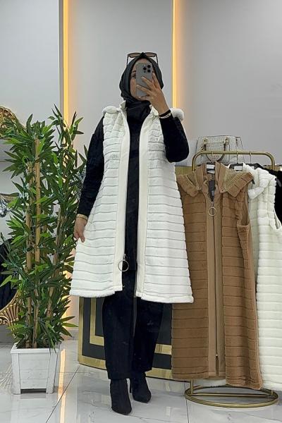 PELUŞ YELEK  Beyaz