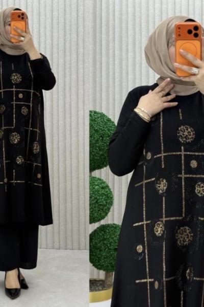 Rana Tunik  Geometrik-Siyah