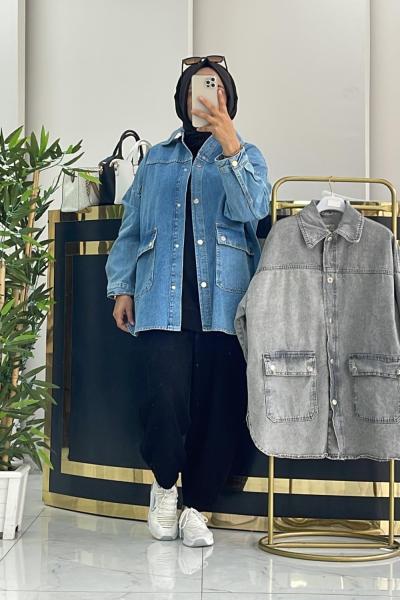 ROBALI DENİM CEKET  Mavi