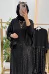 ŞAHANE PAYETLİ ELBİSE Siyah