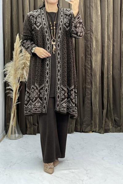 ŞANLI ÜÇLÜ TAKIM Kahverengi