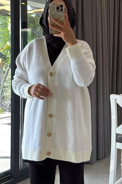 Sara Yumoş Hırka Beyaz