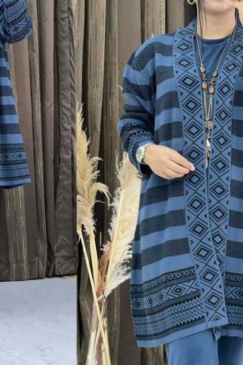 SEBOŞ ÜÇLÜ TAKIM  indigo