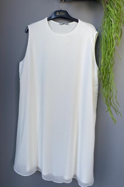 Sıfır Kol Şifon İçlik  Beyaz