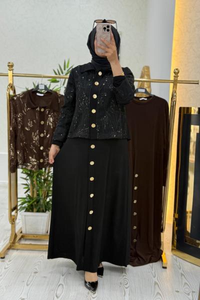 Şimal Payetli Elbise  Siyah