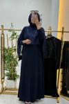 Zerafet Payetli Abaya Lacivert