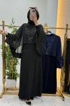 Zerafet Payetli Abaya Siyah
