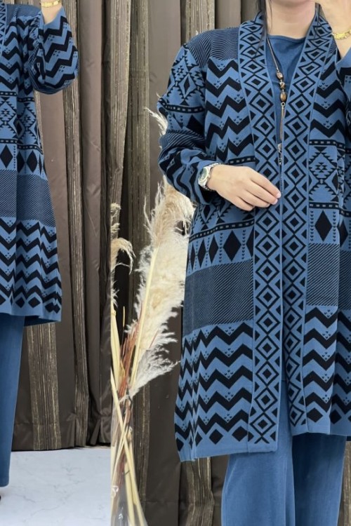 ZİKZAK ÜÇLÜ TAKIM indigo