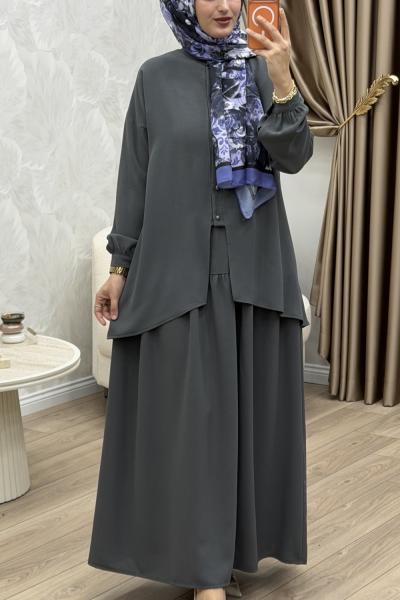 Laçin Etek Takım Gri