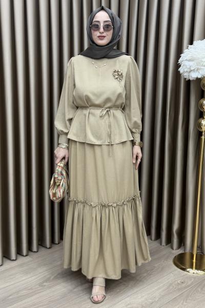 Manolya Etek Takım Vizon