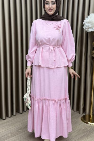 Manolya Etek Takım Pembe