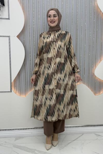 Alaz Pantolonlu Takım Kahverengi