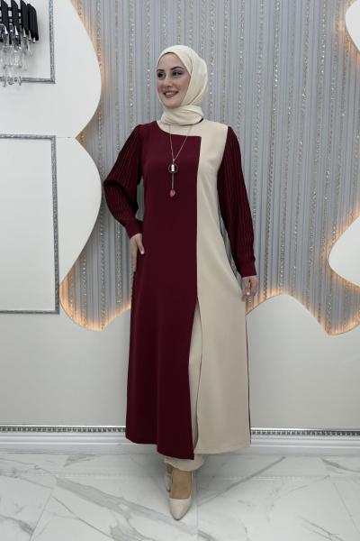 Aliye Pantolonlu Takım Bordo