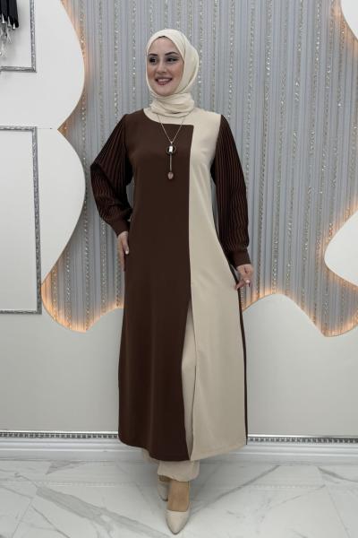 Aliye Pantolonlu Takım Kahverengi