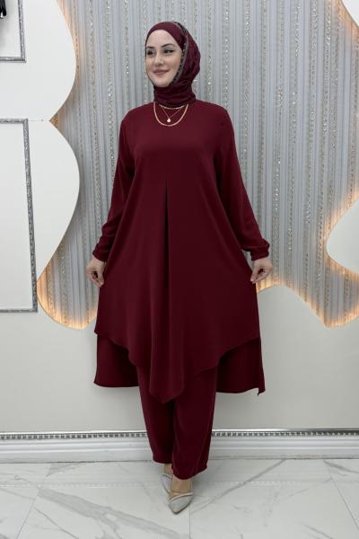 Amara Pantolonlu Takım Bordo