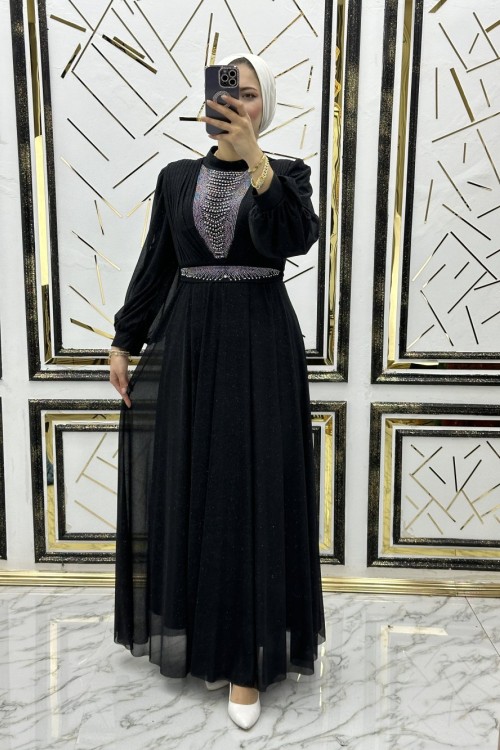 Amaris simli abiye  Siyah