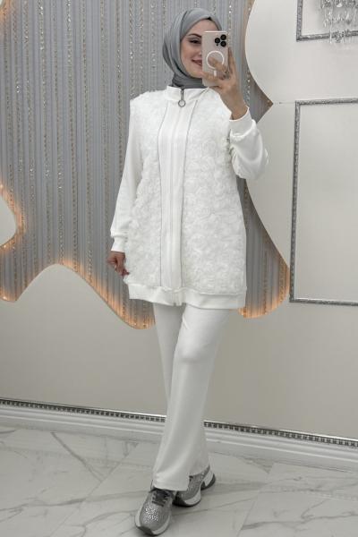 Arzu Pantolonlu Takım Beyaz