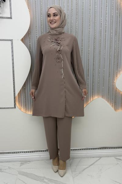 Aşkın pantolonlu takım Vizon