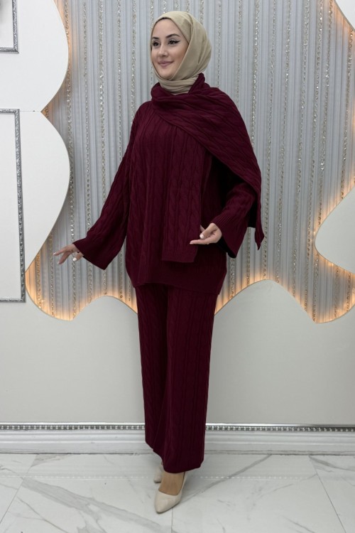 Atkı pantolonlu takım  Bordo