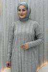 Aura Triko Elbise Gri