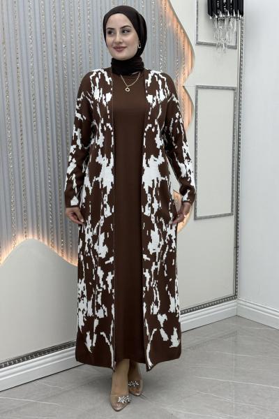 Ayperi Elbiseli Hırka Acı Kahve