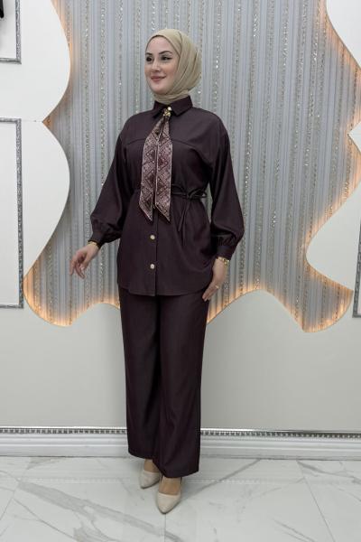 Buket pantolonlu takım Mürdüm