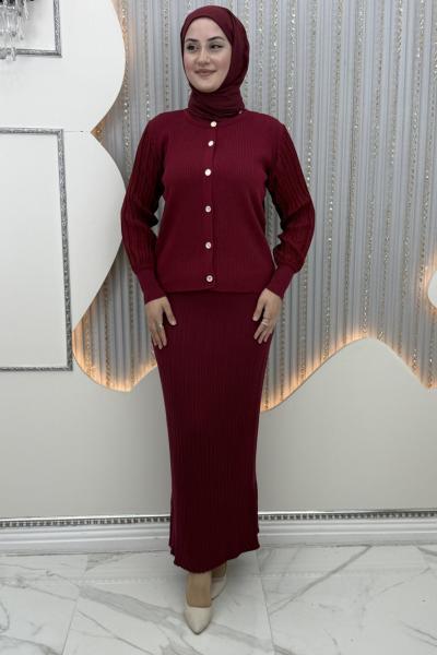 Çiğdem Etekli Takım Bordo