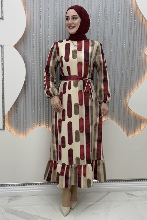 Damla elbise Bordo