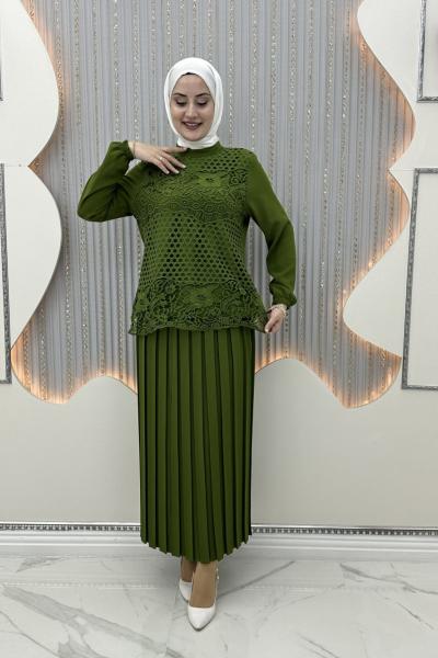 Dantel Etekli Takım Yağ Yeşili