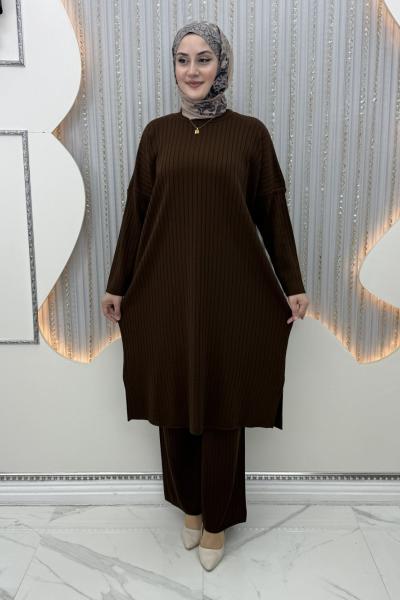 Derin Triko Takım Kahverengi