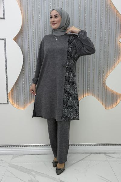Dilek Pantolonlu Takım Gri