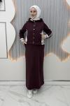 Ekim Yelekli Elbise Bordo