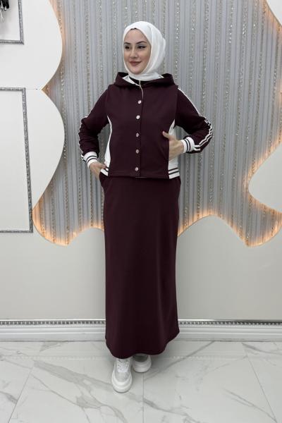 Ekim Yelekli Elbise Bordo