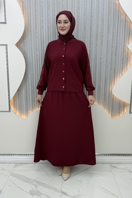Elara Etekli Takım Bordo